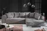 Modernes XXL Ecksofa DECADENCIA 320cm silbergrau Samt Bigsofa inkl. Kissen – Bild 3
