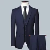 Männer Solid Color Business Anzug Hochwertige Mode Bankett Hochzeit Trend  – Bild 2
