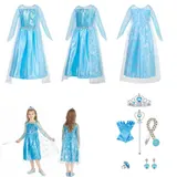 Karneval Kinder Eiskönigin Prinzessin Elsa Cosplay Kleid Party Mädchen Kostüme – Bild 10
