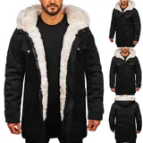 Parka Wärmejacke Winterjacke Winter Casual Men Kapuze Herren Mix BOLF Unifarben – Bild 2