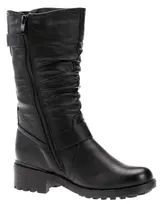 Damen Stiefel Schwarz Stiefeletten Boots Leder-Optik Gefüttert Winterstiefel NEU – Bild 3