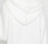 Damen Pullover weiß Plüsch Kapuze Kängurutasche Long Style Gr. 36 - 54 neu 65506 – Bild 7