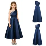 Mädchen Festlich Kleid Elegante Hochzeitskleid EIN-Schulter Blumenmädchenkleider – Bild 12