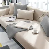 Universell Unifarben Sofabezüge Sofaschoner Sofaüberwurf Couchbezug Rutschfest – Bild 9