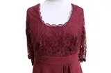 Sheego Kleid Rot große Größen Abendkleid Eventkleid 3/4Ärmel Aubergine Ballkleid – Bild 3