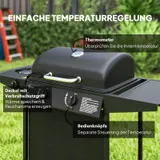 Gasgrill 7 KW Grillwagen inkl 3 Brenner Seitenkocher Rolle Deckel Schwarz – Bild 6