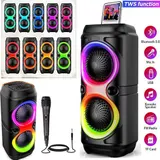 BLUETOOTH 5.0 LAUTSPRECHER RGB SUBWOOFER MUSIKBOX BOOMBOX PARTY LED MIT MIKROFON – Bild 1