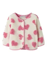 Name it Fleecejacke Mädchen Jacke Creme Pink rosa Herzen Druckknöpfe 92 - 116 – Bild 1