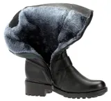 Damen Stiefel Schwarz Stiefeletten Boots Leder-Optik Gefüttert Winterstiefel NEU – Bild 4