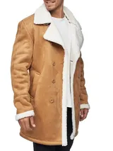 Indicode Herren Mantel Barlow-Kurzmantel Herrenjacke Parka Stehkragen Teddyfell – Bild 3