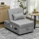 HOMCOM 4-in-1 Schlafsessel mit Bettfunktion, ausziehbares Schlafsofa, Hellgrau – Bild 10
