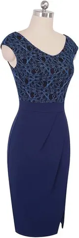 Damen Elegante Etuikleid Bodycon Business Bleistift Kleid – Bild 3