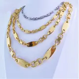 Herren Kette Gold 750 vergoldet 18K Edelstahl Plattenkette Steigbügelkette K485D – Bild 6