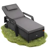 CASARIA® Sonnenliege Gartenliege mit Rollen Polyrattan Wetterfest Relaxliege – Bild 1