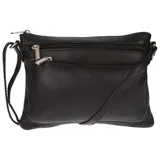 Kleine echt Leder Damen Umhängetasche Schultertasche Tasche Handtasche Schwarz – Bild 1