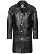 Leder Mantel Herren Lang Schwarz Echtleder Herrenmantel H-343 Rock Creek NEU – Bild 1
