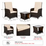 Gartenset 2 Sessel und Tisch Polyrattan Sitzgarnitur Gartenmöbel Lounge Braun – Bild 3