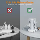 12 Fach Steckdosenleiste Tower 6 USB EU Mehrfachsteckdose Überspannungsschutz – Bild 11