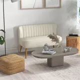 Sofa 2-Sitzer Couch Stoffsofa Sitzmöbel Polstersofa Loungesofa breit Cremeweiß – Bild 3
