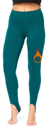 Bellivalini Damen Thermohose Mit Fußschlaufe Baumwolle Winter Gefüttert Leggings – Bild 1