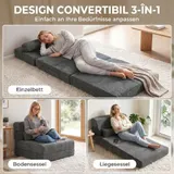HOMCOM Schlafsofa Faltbarer Schlafsessel mit Kissen Cord-Optik Dunkelgrau – Bild 5