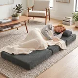 HOMCOM Schlafsofa Faltbarer Schlafsessel mit Kissen Cord-Optik Dunkelgrau – Bild 10