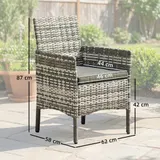 2er Set Gartenstuhl Polyrattan Gartenmöbel mit 2 Sessel Abnehmbaren Kissen – Bild 4