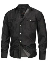 Indicode Herren Langarmhemd Mike-Hemd Jeanshemd Denim Freizeithemd Männerhemd – Bild 4