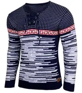 Herren Pullover Slim Fit Rundhals Strick-Pullover Longsleeve in Feinstrick B-156 – Bild 1