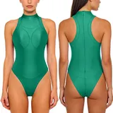 DE iEFiEL Damen Badeanzug Ärmellos Swimsuit Glänzend Schwimmanzug Bodysuit – Bild 13