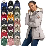 Marikoo Damen Herbst Winter Jacke Teddyfell gefüttert Winterjacke Kapuze B802 – Bild 9