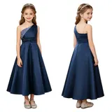 Mädchen Festlich Kleid Elegante Hochzeitskleid EIN-Schulter Blumenmädchenkleider – Bild 1