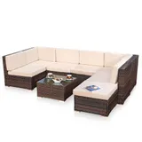 XXL Rattanmöbel Gartenset Polyrattan Lounge Gartenmöbel Sitzgruppe Schwarz Braun – Bild 20