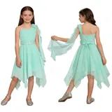 Kinder Festlich Prinzessin Blumenmädchenkleid Ein-Schulter Chiffon Abendkleid – Bild 1