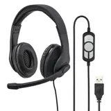 Hama Over Ear Stereo Headset HS-USB300 2m Kabel Mikrofon USB PC Office Kopfhörer – Bild 1