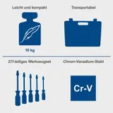 Scheppach Aluminium Werkzeugkoffer TB217 gefüllt | 217 teiliges Werkzeug Set – Bild 3