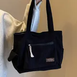 Cord Umhängetasche Damen Retro Handtasche Einfarbig Shopper Tasche Alltag – Bild 2