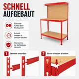 Werkbank 140x90x48cm Werktisch Arbeitstisch Werkzeugbank Lochwand Werkzeug Tisch – Bild 5
