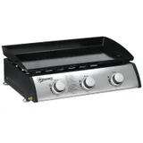 Outsunny Gasgrill Tischgrill BBQ mit 3 Brenner Tischgasgrill mit Schlauch Deckel – Bild 3