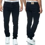 Herren Jeans Hose Regular Fit Dunkelblau Gerades Bein Stonewashed 2021 – Bild 4