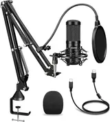aokeo USB Mikrofon 192kHZ / 24bit Podcast-Mikrofonsets mit Mikrofonständer AK-60 – Bild 1