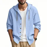 Leinenhemd Herren Hemd Langarm Leinen Hemden Freizeithemden Casual Sommer Shirt – Bild 2