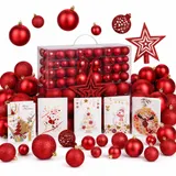 Weihnachtskugeln 128-teilig Set in Box Christbaumkugeln Weihnachtsschmuck Deko – Bild 13