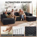 Modulares U-Form Sofa mit Schlaffunktion 2 Chaiselongues Seitentasche Dunkelgrau – Bild 6