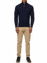 Indicode Herren Strickpullover INHector-Pullover Pulli Stehkragen Reißverschluss – Bild 6