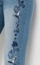 Damen Strech Jeans blue bleeched Stickerei Slim Fit Umschlag 36 bis 54 neu 72315 – Bild 15