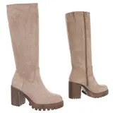 Damen Stiefel mit Reißverschluss Ital-Design 3192 in Hellbraun – Bild 4