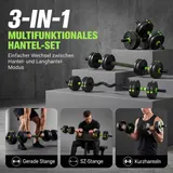 Hantelset verstellbar 15 KG Kurzhantel Set Kurzhanteln Langhanteln Hanteln Set – Bild 5