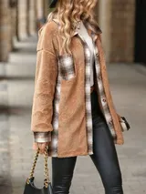 Damen Warme Plüsch Kapuzen Mantel Teddyfell Coat Fleecejacken Winterjacke DE – Bild 3