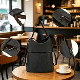 Damen Rucksack Canvas Handtasche Umhängetasche Schultertasche Vintage – Bild 2